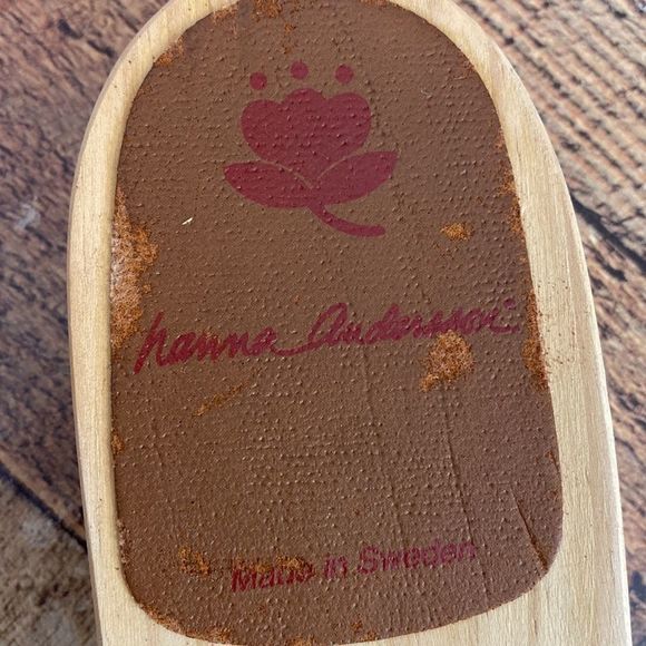 Hanna Andersson Blue Laser Cutout Slides Wood Sandals Womens 39 Slip On - Picture 13 of 16